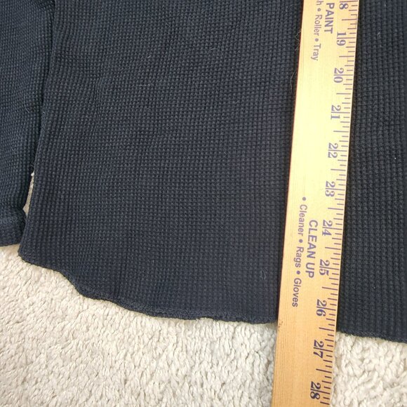 Billy Reid Men's Henley Black Size Medium Button Long Sleeve Peru Thermal USA M - Picture 5 of 6